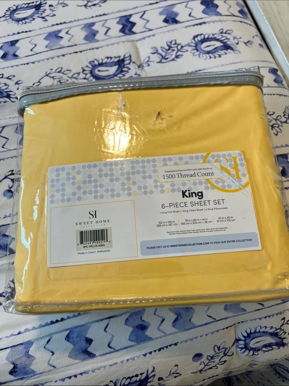 Sweet Home King 6-Piece Sheet Set in Yellow - 1500 Thread Count